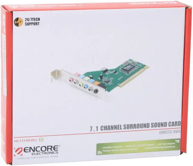 Alt view image 5 of 5 - ENCORE ENM232-8VIA 7.1 Channels 24-bit 96KHz PCI Interface Surround Sound Card
