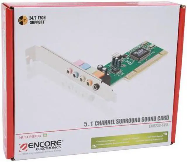 Alt view image 6 of 6 - ENCORE ENM232-6VIA 5.1 Channels 24-bit 96KHz PCI Interface Surround Sound Card
