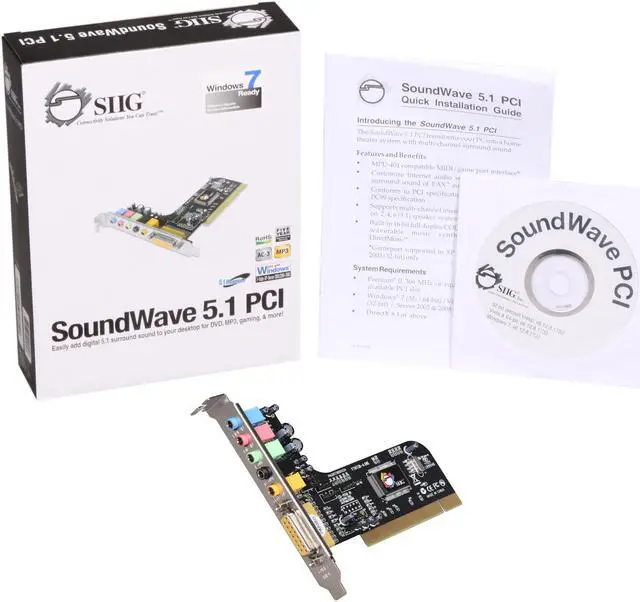 Alt view image 5 of 5 - SIIG IC-510012-S2 5.1 Channels 16-bit PCI Interface SoundWave