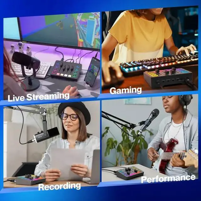 Alt view image 3 of 9 - FIFINE SC3 Gaming Audio Mixer with XLR Cable Bundle, Streaming RGB PC Mixer with Microphone Cable, XLR Interface, Volume Faders, Mute Button, Computer Mic for Recording/Podcast/Vocal/Game Voice