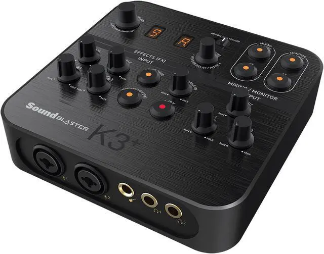 Alt view image 3 of 6 - Creative Sound Blaster K3+ USB Powered 2 Channel Digital Mixer AMP/DAC/, Digital Effects XLR Inputs with Phantom Power / TRS / Z Line Inputs