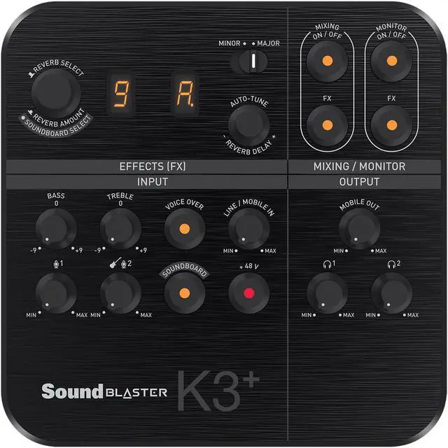 Alt view image 2 of 6 - Creative Sound Blaster K3+ USB Powered 2 Channel Digital Mixer AMP/DAC/, Digital Effects XLR Inputs with Phantom Power / TRS / Z Line Inputs