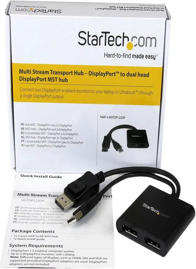 Alt view image 10 of 10 - StarTech.com MSTDP122DP DisplayPort to DisplayPort Multi Monitor Splitter - 2-Port MST Hub - DP 1.2 to 2x DP MST Hub