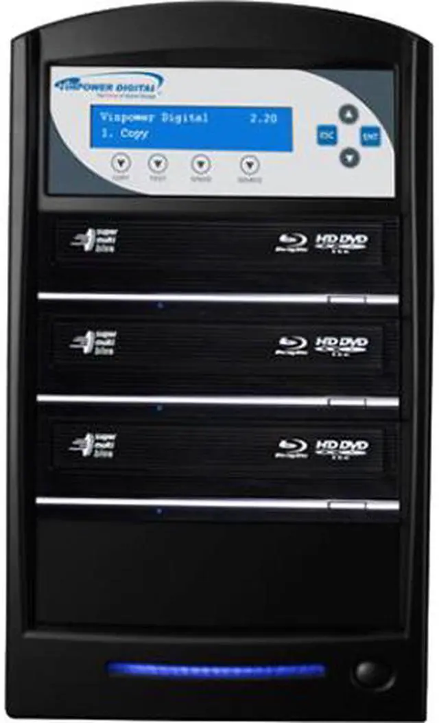 Main image of Vinpower SharkBluCP 1 to 3 Blu-ray DVD CD BDXL Burner Duplicator Add Copy Protection Copier Model SharkBluCP-S3T-BK