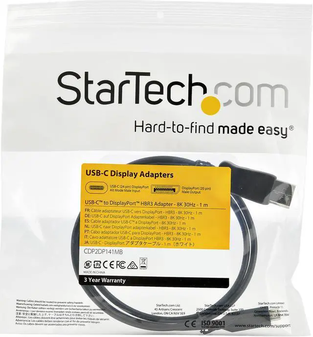 Alt view image 5 of 5 - StarTech 5.9 ft USB-C to DisplayPort 1.4 M/M Adapter Cable CDP2DP141MB