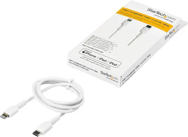 Alt view image 5 of 5 - StarTech 3.3ft USB C to Lightning Cable Heavy Duty Lightning Cable RUSBCLTMM1MW