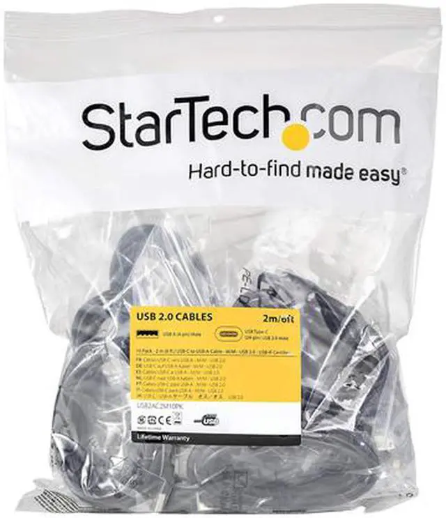 Alt view image 4 of 4 - StarTech 6.6 ft. USB to USB-C Cable Black - 10-Pack USB2AC2M10PK