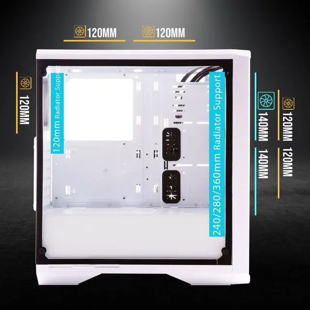 Alt view image 3 of 6 - Bitfenix Enso Mesh Case White ARGB Edition, Mesh Front Panel, Tempered Glass Window Side Panel, ATX/Micro ATX/Mini ITX Form Factor, 4 x 3 pin 5V ARGB Fans Pre-installed, BFC-ESM-150-WWWGK-4A