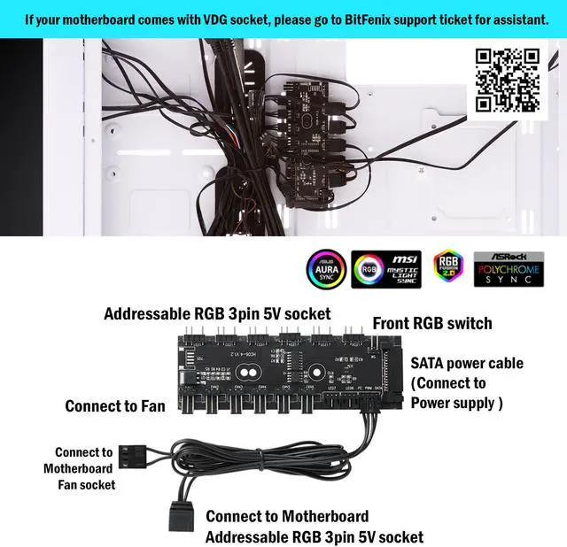 Alt view image 5 of 6 - Bitfenix Enso Mesh Case White ARGB Edition, Mesh Front Panel, Tempered Glass Window Side Panel, ATX/Micro ATX/Mini ITX Form Factor, 4 x 3 pin 5V ARGB Fans Pre-installed, BFC-ESM-150-WWWGK-4A