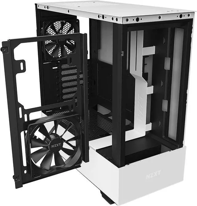 Alt view image 6 of 10 - NZXT H510 Flow Matte White - Compact ATX PC Gaming Case - Tempered Glass - Enhanced Cable Management - Water-Cooling Ready