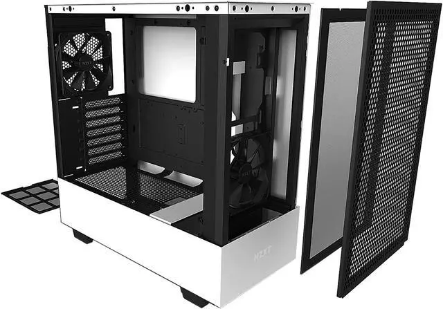 Alt view image 8 of 10 - NZXT H510 Flow Matte White - Compact ATX PC Gaming Case - Tempered Glass - Enhanced Cable Management - Water-Cooling Ready