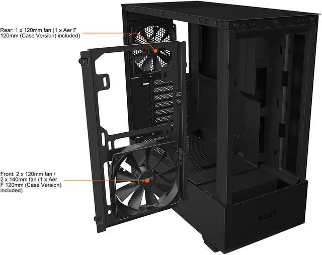 Alt view image 7 of 10 - NZXT H510 Flow Matte Black - Compact ATX PC Gaming Case - Tempered Glass - Enhanced Cable Management - Water-Cooling Ready