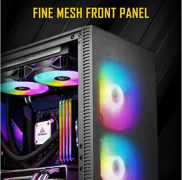 Alt view image 2 of 14 - Antec NX Series NX410, 2 x 140mm & 1 x 120mm ARGB Fans Included, 360mm Radiator Support, Mesh Front Panel & Swing-Open Tempered Glass Side Panel ATX Mid-Tower Gaming Case