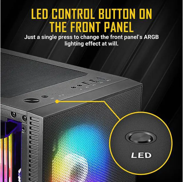 Alt view image 3 of 14 - Antec NX Series NX410, 2 x 140mm & 1 x 120mm ARGB Fans Included, 360mm Radiator Support, Mesh Front Panel & Swing-Open Tempered Glass Side Panel ATX Mid-Tower Gaming Case