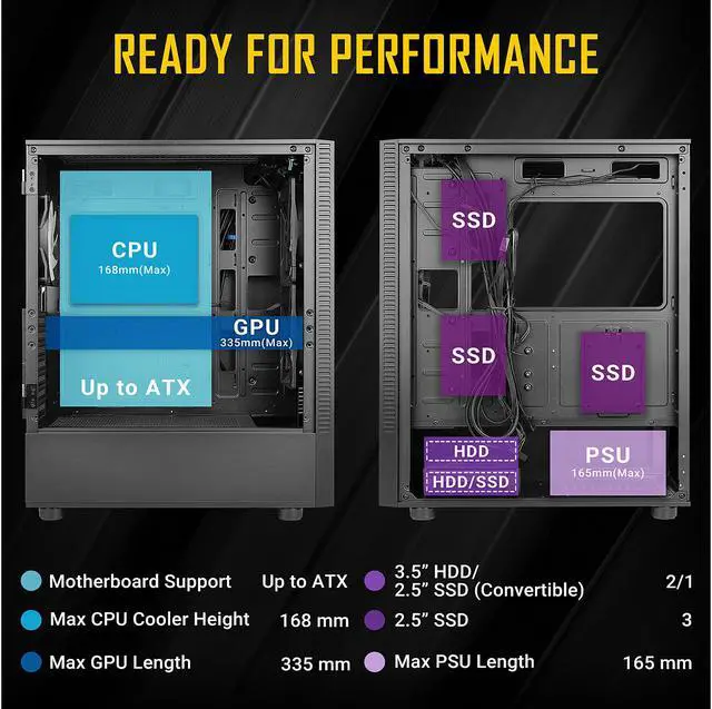 Alt view image 5 of 14 - Antec NX Series NX410, 2 x 140mm & 1 x 120mm ARGB Fans Included, 360mm Radiator Support, Mesh Front Panel & Swing-Open Tempered Glass Side Panel ATX Mid-Tower Gaming Case