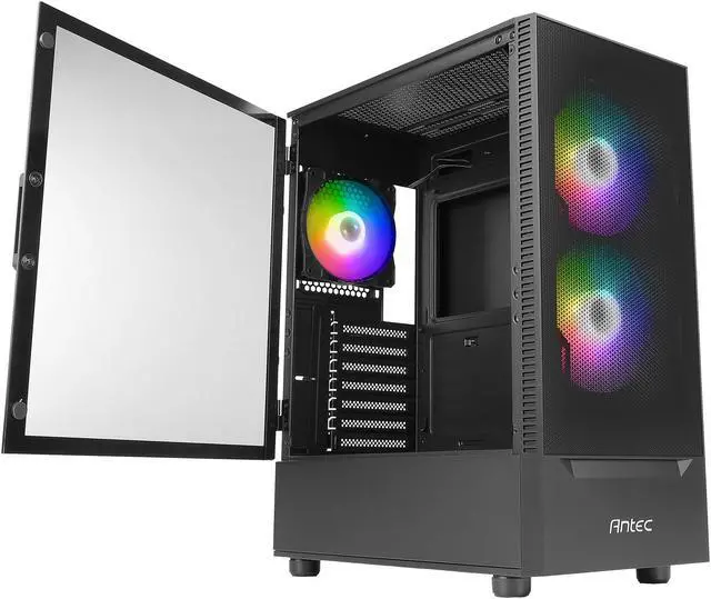 Alt view image 9 of 14 - Antec NX Series NX410, 2 x 140mm & 1 x 120mm ARGB Fans Included, 360mm Radiator Support, Mesh Front Panel & Swing-Open Tempered Glass Side Panel ATX Mid-Tower Gaming Case