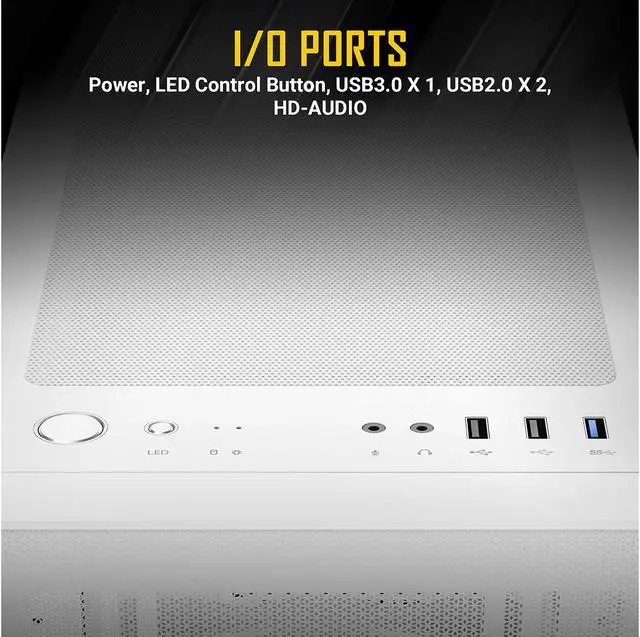 Alt view image 7 of 14 - Antec NX Series NX410 White, 2 x 140mm & 1 x 120mm ARGB Fans Included, 360mm Radiator Support, Mesh Front Panel & Swing-Open Tempered Glass Side Panel ATX Mid-Tower Gaming Case