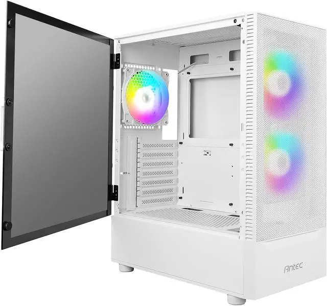 Alt view image 10 of 14 - Antec NX Series NX410 White, 2 x 140mm & 1 x 120mm ARGB Fans Included, 360mm Radiator Support, Mesh Front Panel & Swing-Open Tempered Glass Side Panel ATX Mid-Tower Gaming Case