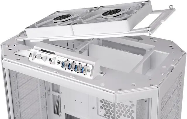 Alt view image 10 of 18 - Thermaltake Tower 600 Snow Mid-Tower ATX Case; 3 Tempered Glass Panels; Hidden-Connector Motherboard Support; Rotational PCI-e Slots; CA-1Z1-00M6WN-00