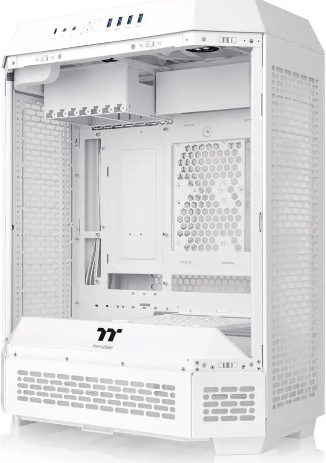 Alt view image 16 of 18 - Thermaltake Tower 600 Snow Mid-Tower ATX Case; 3 Tempered Glass Panels; Hidden-Connector Motherboard Support; Rotational PCI-e Slots; CA-1Z1-00M6WN-00
