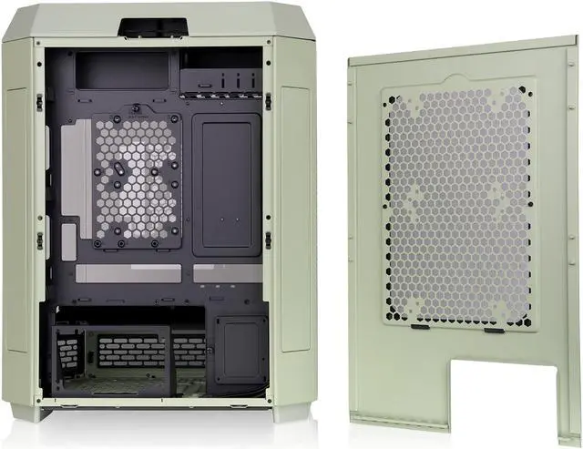 Alt view image 9 of 20 - Thermaltake Tower 600 Matcha Green Mid-Tower ATX Case; 3 Tempered Glass Panels; Hidden-Connector Motherboard Support; Rotational PCI-e Slots; CA-1Z1-00MEWN-00