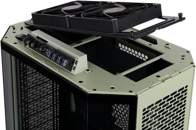 Alt view image 13 of 20 - Thermaltake Tower 600 Matcha Green Mid-Tower ATX Case; 3 Tempered Glass Panels; Hidden-Connector Motherboard Support; Rotational PCI-e Slots; CA-1Z1-00MEWN-00