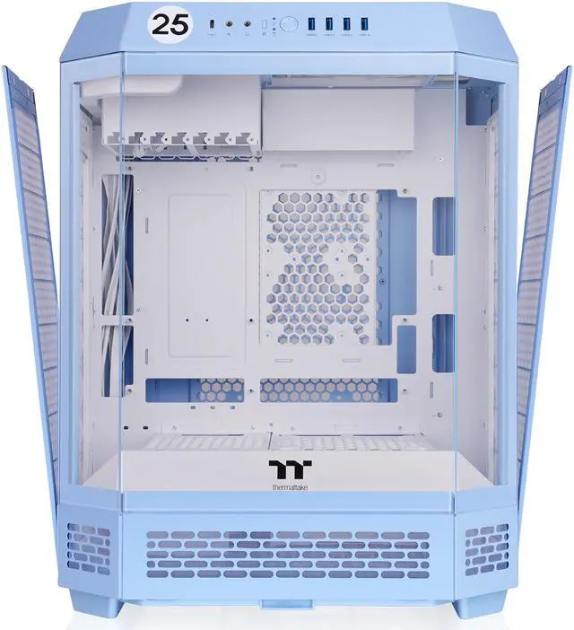 Alt view image 3 of 20 - Thermaltake Tower 600 Hydrangea Blue Mid-Tower ATX Case; 3 Tempered Glass Panels; Hidden-Connector Motherboard Support; Rotational PCI-e Slots; CA-1Z1-00MFWN-00