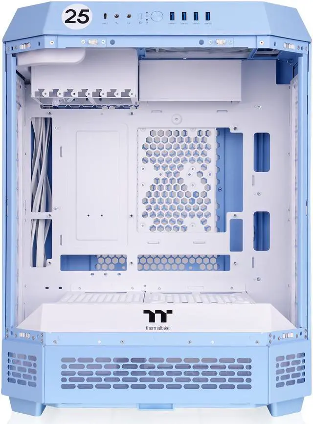 Alt view image 4 of 20 - Thermaltake Tower 600 Hydrangea Blue Mid-Tower ATX Case; 3 Tempered Glass Panels; Hidden-Connector Motherboard Support; Rotational PCI-e Slots; CA-1Z1-00MFWN-00