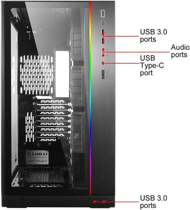 Alt view image 9 of 9 - LIAN LI O11 Dynamic XL ROG Certificated - Black Color, Tempered Glass on the Front, and Left Side, E-ATX , ATX Full Tower Gaming Computer Case, O11D XL-X