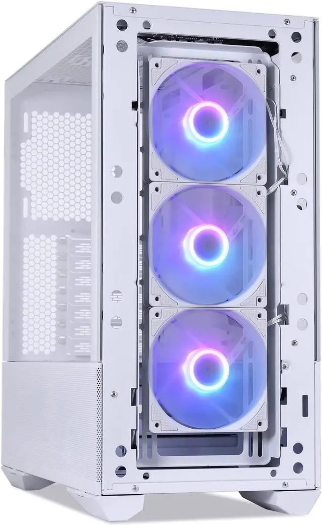 Alt view image 4 of 7 - LIAN LI LANCOOL II MESH C RGB SNOW WHITE Tempered Glass ATX Case - White Color, Type C Included - LANCOOL II MESH C RGB-S