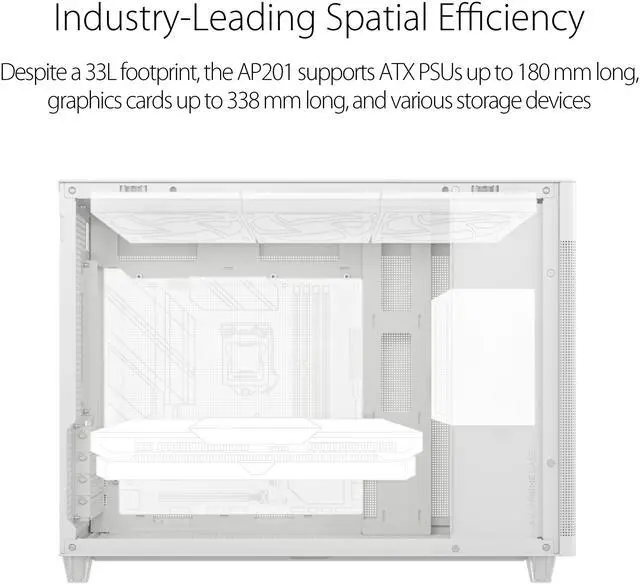 Alt view image 3 of 17 - ASUS AP201 Type-C Airflow-focused Micro-ATX,Mini-ITX Computer Case, Support 360/280 Liquid Cooling White