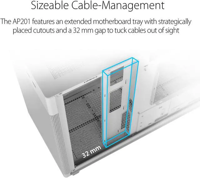 Alt view image 6 of 17 - ASUS AP201 Type-C Airflow-focused Micro-ATX,Mini-ITX Computer Case, Support 360/280 Liquid Cooling White