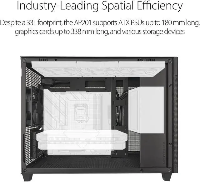 Alt view image 3 of 17 - ASUS AP201 Type-C Airflow-focused Micro-ATX,Mini-ITX Computer Case, Support 360/280 Liquid Cooling - Black