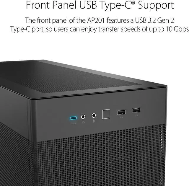 Alt view image 7 of 17 - ASUS AP201 Type-C Airflow-focused Micro-ATX,Mini-ITX Computer Case, Support 360/280 Liquid Cooling - Black