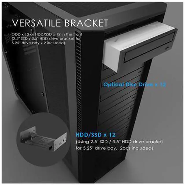 Alt view image 5 of 7 - Anidees AI Crystal XL PRO RGB Full Tower Tempered Glass XL-ATX/E-ATX/ATX Gaming Case Support 480/360 Radiator, Includes 5 x 120 PWM RGB Fans / 2 x RGB LED Strips - Black AI-XL-PRO-RGB (PC Case ONLY)