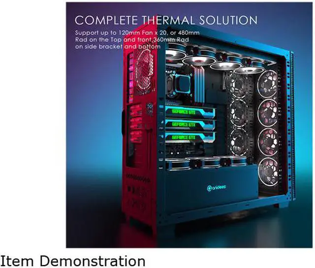 Alt view image 6 of 7 - Anidees AI Crystal XL PRO RGB Full Tower Tempered Glass XL-ATX/E-ATX/ATX Gaming Case Support 480/360 Radiator, Includes 5 x 120 PWM RGB Fans / 2 x RGB LED Strips - Black AI-XL-PRO-RGB (PC Case ONLY)