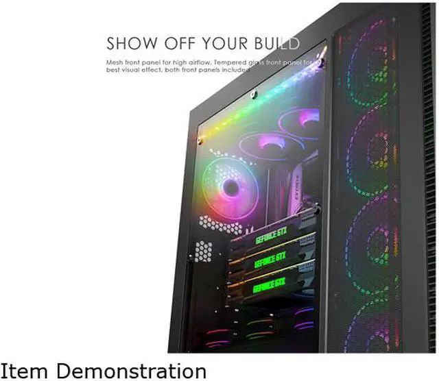 Alt view image 7 of 7 - Anidees AI Crystal XL PRO RGB Full Tower Tempered Glass XL-ATX/E-ATX/ATX Gaming Case Support 480/360 Radiator, Includes 5 x 120 PWM RGB Fans / 2 x RGB LED Strips - Black AI-XL-PRO-RGB (PC Case ONLY)