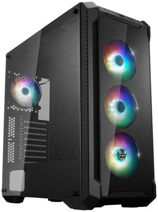 Alt view image 3 of 7 - FSP E-ATX Mid Tower PC Gaming Case with 2 Translucent Tempered Glass Panels, 4 Addressable RGB Fans, Asus & MSI Motherboard Sync (CMT520 Plus)