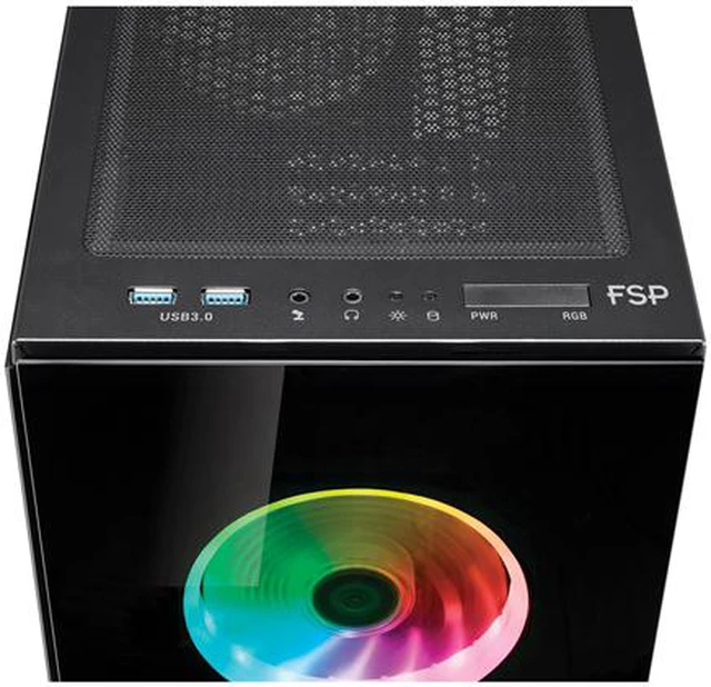 Alt view image 4 of 7 - FSP ATX Mid Tower PC Computer Gaming Case with 2 Translucent Tempered Glass Panels with 4 Addressable RGB Fans (CMT340)