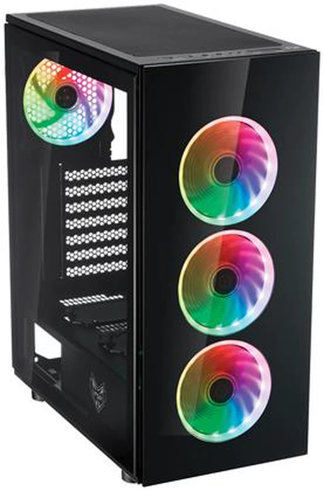 Alt view image 3 of 7 - FSP ATX Mid Tower PC Computer Gaming Case with 2 Translucent Tempered Glass Panels with 4 Addressable RGB Fans (CMT340)