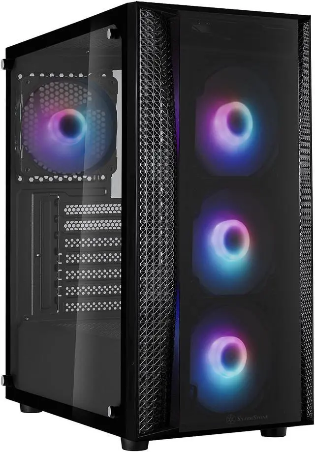 Alt view image 2 of 20 - silverstone fara b1 pro, argb lighting, tempered glass, mid tower atx chassis, sst-fab1b-pro