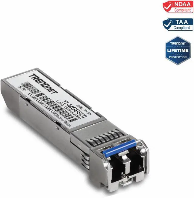 Main image of TRENDnet TI-MGBS20, 1000Base-LX Industrial SFP Single- Mode LC Module (20km), Lifetime Protection