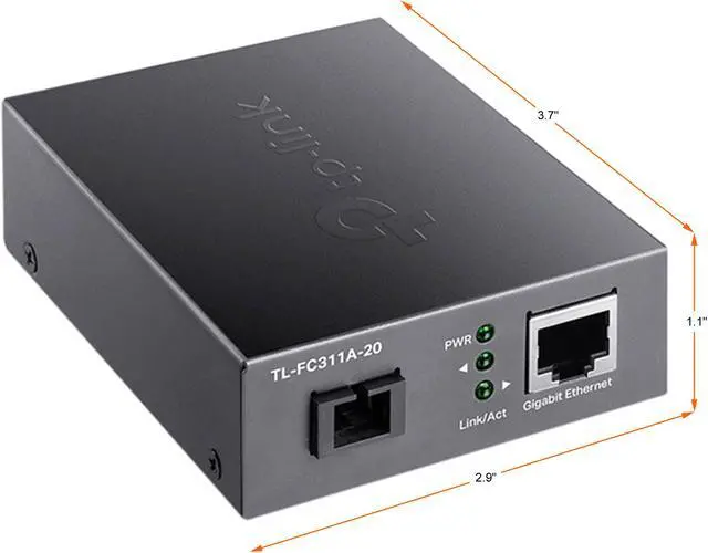 Alt view image 3 of 5 - TP-Link TL-FC311A-20 | Gigabit WDM SFP to RJ45 Fiber Media Converter | Fiber to Ethernet Converter | 10/100/1000Mbps RJ45 Port to 1000Base-LX Single-Mode Fiber | Extend Fiber Distance Up to 20 km