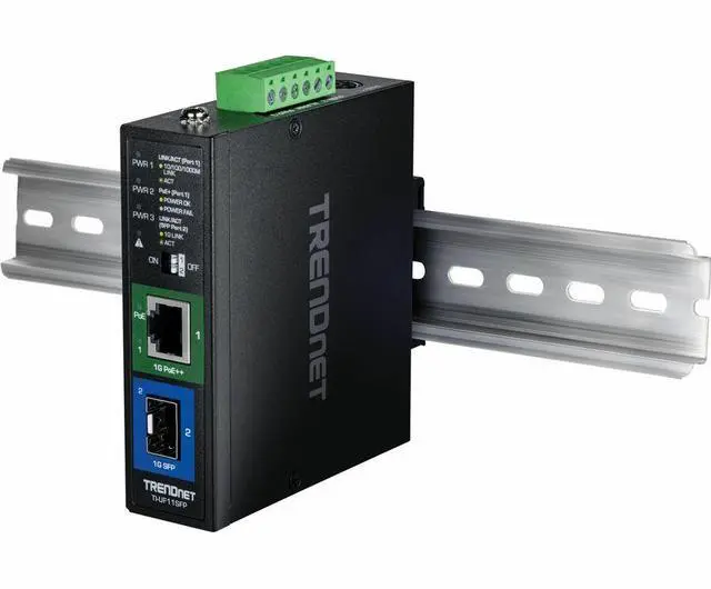 Alt view image 5 of 5 - TRENDnet Industrial SFP to Gigabit PoE++ Media Converter (95W), TI-UF11SFP