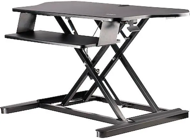 Main image of StarTech 35"x21" Corner Sit Stand Desk Converter with Keyboard Tray ARMSTSCORNR