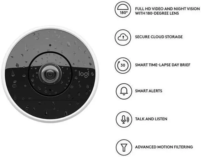 Alt view image 4 of 6 - Logitech Circle 2 Wi-Fi Indoor / Outdoor Wireless Home Security Camera - White, 961-000416