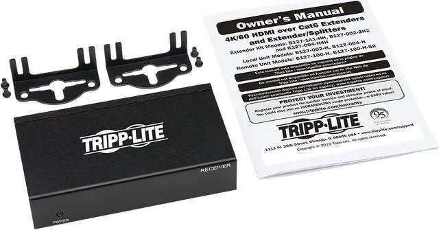 Alt view image 4 of 4 - Tripp Lite HDMI Over Cat6 Active Remote Receiver PoC 4K 125ft HDR TAA B127100H