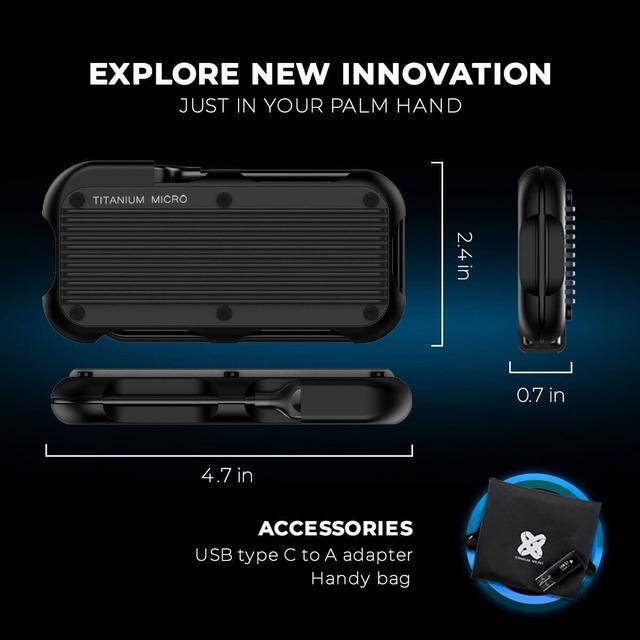 Alt view image 6 of 7 - Titanium Micro External SSD 1TB - Mercury Portable SSD, Up to 1000MB/s, USB 3.2 Gen 2 USB-C, USB-A, Rugged IP66 Water Drop Resistance, External Solid State Drive Slim and Lightweight Storage