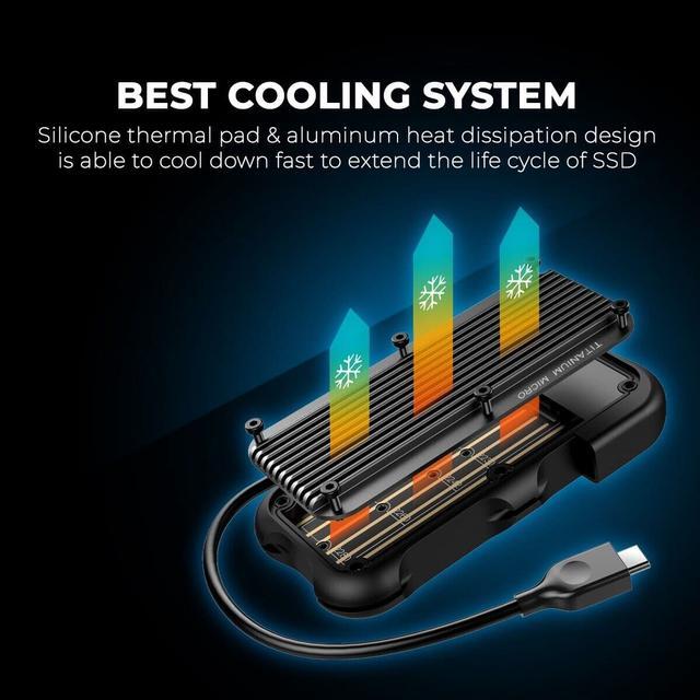 Alt view image 7 of 7 - Titanium Micro External SSD 1TB - Mercury Portable SSD, Up to 1000MB/s, USB 3.2 Gen 2 USB-C, USB-A, Rugged IP66 Water Drop Resistance, External Solid State Drive Slim and Lightweight Storage