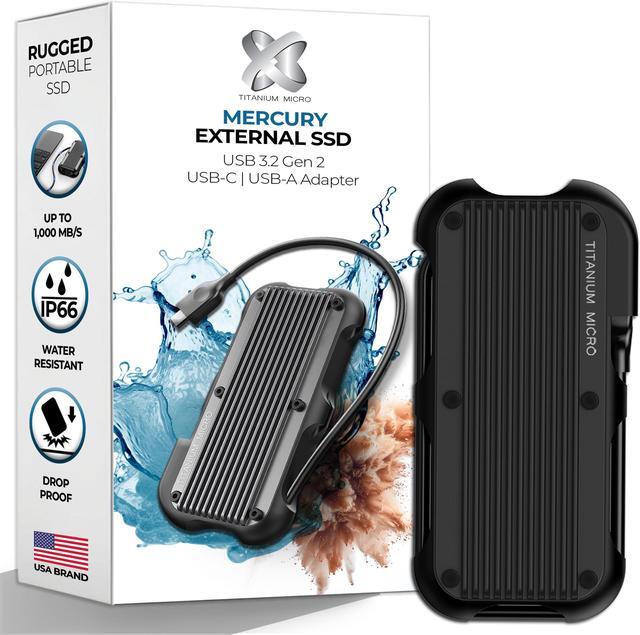 Main image of Titanium Micro External SSD 1TB - Mercury Portable SSD, Up to 1000MB/s, USB 3.2 Gen 2 USB-C, USB-A, Rugged IP66 Water Drop Resistance, External Solid State Drive Slim and Lightweight Storage